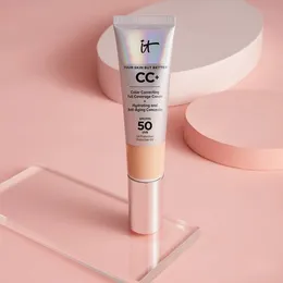 Foundation Primer Cc Cream para pele com tendência a manchas creme corretor de cor 32Ml Spf50 protetor solar hidratante e corretivo antienvelhecimento rosto Beleza Maquiagem Grátis Navio rápido