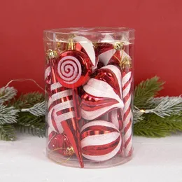 Weihnachtsdekorationen, 14-teiliges Set, Kugelbaumschmuck, rote Zuckerstange, hängende Weihnachtsanhänger, Navidad-Jahr, Zuhause 2024, Geburtsgeschenk 231109