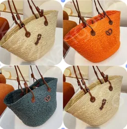 Summer designer Anagram Basket Shoulder Bag for Women Rattan Bag Fashion Ladies Straw Bags Wrapped Beach Handbags Totes
