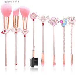 Makeup Brushes Cute Cardcaptor Sakura Makeup Brushes Set Outfit Pink Synthetic Hair Rose Brush Professional Artist Brush Tool Top Quality Q231110