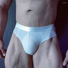 Underbyxor män is silke underkläder sexig ultralit bulge penis påse mäns trosor mitt midja glider hombre manlig erotisk undies cueca
