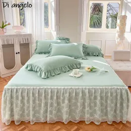 Gonna letto Biancheria da letto in pizzo solido Federa francese Coprimaterasso beige biancheria da letto Tessuti per la decorazione della casa del re diverse dimensioni più colori #/ 230410