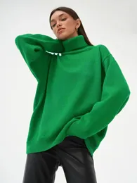 Women's Sweaters 2023 Autumn Basic Green Sweater For Women Pullovers Turtleneck Rose Red Winter Female Knitted Top Warm Soft Girl Baggy