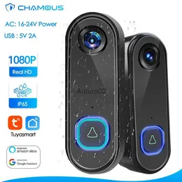 Campainhas TUYA WiFi Campainha Câmera 1080P Campainha de vídeo ao ar livre AC Power Alexa Mini Telefone à prova d'água IP65 GoogleHome Smart Life YQ231111