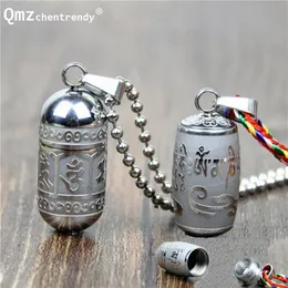 Chokers Stainless Steel Om Mani Padme Hum S Pendant Necklace For Women Men Buddhism Party Vintage Mantra Bottle Ash Urn Jewelry 231110