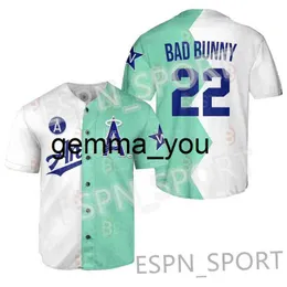 College Baseball Wears 22 Bad Bunny 2022 All Stars Split Jersey Angels Baseball Jerseys LA Men Women Youth