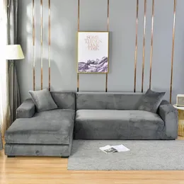 Pokrywa krzesełka aksamitna sofa pokrywa sofy w kształcie litery L do salonu domek narożny sofa rozciągająca elastyczna ochroniarz długi krzesło Zestaw 2 i 3 miejsca 231110