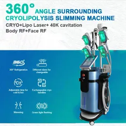 Equipamento de cavitação vertical multifuncional Reduza a gordura RF Firming Remoção da pele Lipolaser Cryolipólise Machine 9 Handles