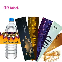 4 PCギフトラップ10PCS Eid Mubarak Water Bottle Labels Ramadan Kareem Decor Sticker