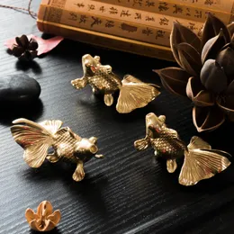 厨子　御札 Bee Drawer Pulls Goldfish Shape Solid Brass Retro Knobs Door