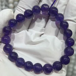 ストランド貴重なアメジスト自然精神インスピレーションQuartz Elastic Bracelet Purple Crystal for Meditation Seed Beads Jewelry Accessorie