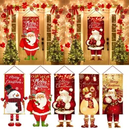 Juldekorationer Flagg hängande korridordörrbanner Family Decoration Celebration Gift Navidad År 2024 231110