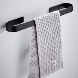 Towel Holder Bathroom Towels Rack Hanger Black Silver Stainless Steel Wall Hanging Bar Organizer Kitchen Storage Shelf Racks288A