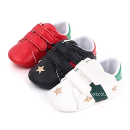 Nuovo arrivo Primi camminatori Moda Neonato Ragazzo Ragazza Scarpe PU Casual Fondo morbido antiscivolo Traspirante Blu Bianco Stile ape Scarpe da bambino