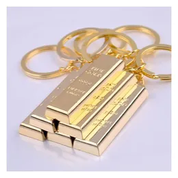 Gold Brick -formad nyckelkedja Pure 9999 Purity Ring Simation of Creative Small Gift Drop Delivery DH3GF