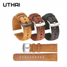 시계 밴드 Uthai Z85 Geniune 송아지 가죽 watchbandssmart Quick Release 20mm 22mm 시계 스트랩 Huawei Watch 230411을위한 Samsung Watch Strap