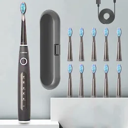 Toothbrush Electric Toothbrush Sonic Rechargeable Top Quality Smart Chip Toothbrush Head Replaceable Whitening Healthy Gift 230411