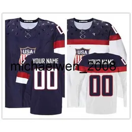 Weng 2016 2014 Personalizza la maglia USA Cucitura Sochi Maglia americana da hockey su ghiaccio Maglia della squadra USA Qualsiasi nome