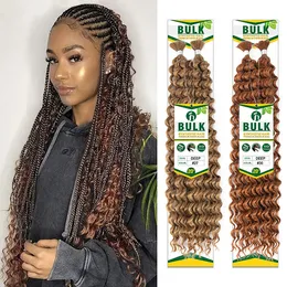 Vorgedehnte Deep Twist Bulk-Haar-Synthetikhaarverlängerung Deep Wave Bulk zum Flechten