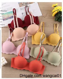 BRAS SEXY BRAS PUSH UP SEAMSS Underwear Women Solid Candy Color Wiress Lingerie One-Piece Gathering Convertib Straps Brassiere 4113