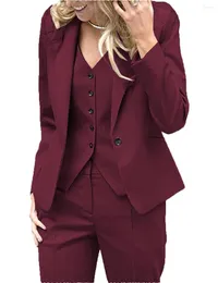 Kvinnors tvåbitar byxor Kvinnor passar mode 3 stycken Set Office Wedding Tuxedos Party Lady Blazer Business Suits Vest med