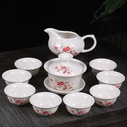 تفضيلات شاي الكونغ فو الصينية مجموعة الشرب الأرجواني الطين السيراميك بينجلي تشمل شاي وعاء كوب Tureen Infuser Tea Tray287O