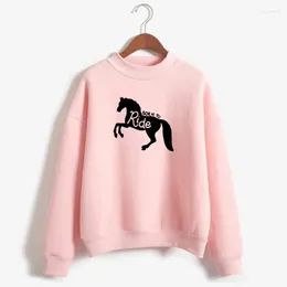 Colegados femininos para andar de cavalo letra gráfica impressão feminino amante animal presente moletons femininos de manga comprida Spring outono tops