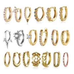 Hoop Huggie Mini Round Hoop Earrings Silver 925 100% Unisex 18k Gold Color for Women Small Hoop Earrings Diamond Imitate Piercing Ear Jewels 230410