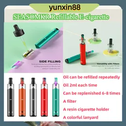 Newest SEASOMK Refillable E-cigarette1.2mesh coil free puff can be refilled and reused 2ml/time capacity Type-C Rechargeable Disposable vape fill as you like 5000