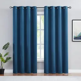 Vorhang Marineblau Verdunklungsvorhänge 84" lang für Schlafzimmer Samtartige weiche wärmeisolierte Vorhänge Öse 1 Bahn
