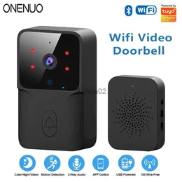 Dörrklockor onenuo wifi dörrklockan hem tuya wifi trådlös dörrklocka DC AC -batteridriven kameraklocka med Alexa Google Doorbell Camera YQ231111111111111111111