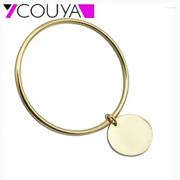 Armreif Goldfarbe Edelstahl Einfache Runde Plain Tag Bettelarmband Für Frauen Modeschmuck Großhandel