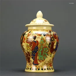 Smyckespåsar Great Qianlong Pink Colored Figure Maid General Tea Can Antique Porcelain Old Goods Collection