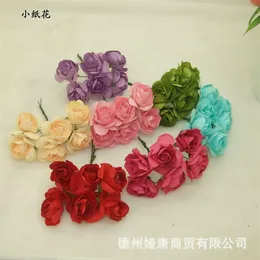 144 Stück 3 5 cm Imitation Maulbeerpapierblumen DIY künstliche Scrapbooking Rosenstrauß für Girlande Corsage Box Hochzeitsdekoration 259R