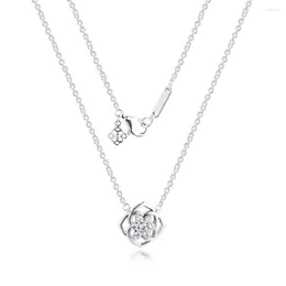 Chains Timeless Rose Petals Girl Friends Collier Birthday Valentine's Day Long Chain Real Silver S925 Necklace For Women