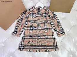 New autumn girl clothes baby partydress Back zipper Kids skirt Size 110-160 Long sleeved lapel Child frock Nov10