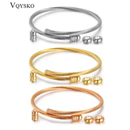 Charm Bracelets Unisex Elastic Cable Wire Bangle Stainless Steel Bracelet Screw with Removable End Plug Twisted Cuff Beads fit DIY Jewelry 230411