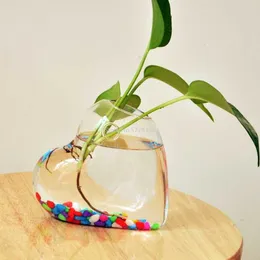 花瓶のハート型透明な壁ぶら下げガラス花瓶吊り花花瓶水耕栽培ウェディングホームデコレーションガラスデカールツールP230411