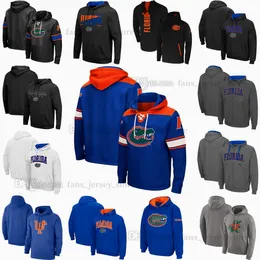 DIY Men's Colosseum Heather Gray Florida Gators Tim Tebow Aaron Hernandez Arch & Logo 3.0 Pullover Hoodie customize any name or number Black White Team Hoodies