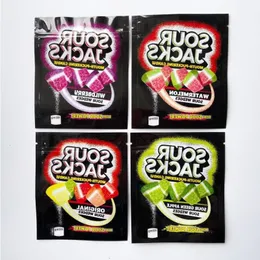 Sour Jacks Boş fermuarlı paket çantalar Güç Yeşil Elma Wildberry Karpuz Yenilebilir Ağız Puckering Kjdsb