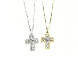 Kedjor utsökta Bibeln Jesus Cross Pendant Halsband för Rhinestone Gold/Silver Color Women Crucifix Charm smycken gör resultat