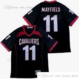 Film retrò di design fai-da-te BAKER MAYFIELD # 11 NERO HIGH SCHOOL Jersey Rosso Bianco Cucito personalizzato College Football Maglie