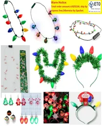 Christmas Holiday Flashing Light Bulbs Necklace LED Necklaces for Christmas Decorations Gift Supplies Party CANDY CANE NECKLACE4868540