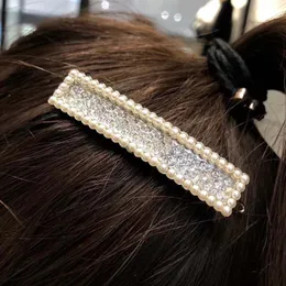 Hårklämmor Barrettes Est Sparkling Pearl Crystal Clip Fashion Zirocn Hairpin Light Gold Color for Women Hairwear Barretteshair Barrettehai