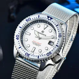 Armbanduhren PARNSRPE 42 mm Automatik Herrenuhr NH35A Mechanisch Edelstahlgehäuse Saphirglas Aluminiumlünette