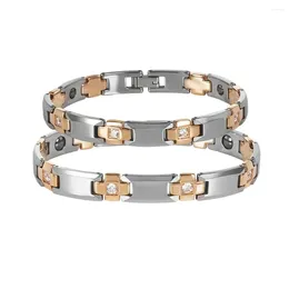 リンクブレスレットIkuinen Anti-scratch Tungsten Carbide Bracelet Men Gold-Color Magnetic Hematiteカップルの女性のためのジュエリー