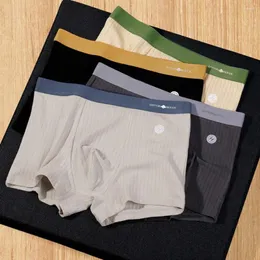 Cuecas masculinas de algodão, roupa íntima, calças de ângulo plano, tendência e respirável