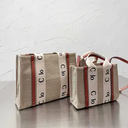 сумки дизайнерская пляжная сумка роскошная холщовая сумка женская мода с буквенным принтом сумка на плечо леди деревянная сумка-тоут кошелек 230411