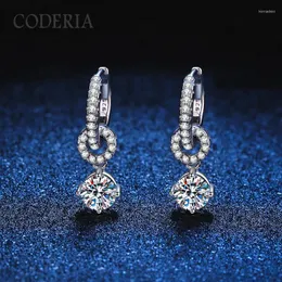 Dangle Earrings Real Moissanite Total 1 Cttw Excellent Cut Diamond VVS1 Platinum Plated 925 Sterling Silver Drop Luxury Classic Jewelry