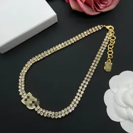 Luxurious Designed Men Cuban thick chain Necklaces D Letter Crystal Diamonds Pendants Women's Copper Ladies Girls Wedding Bride Gift Designer Jewelry HDDG1--006